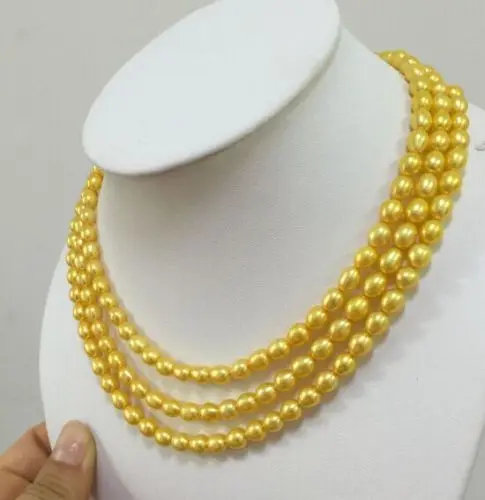 Free Shipping >>>>>charming 33"SOUTH SEA GOLD SEED PEARL NECKLACE 14K