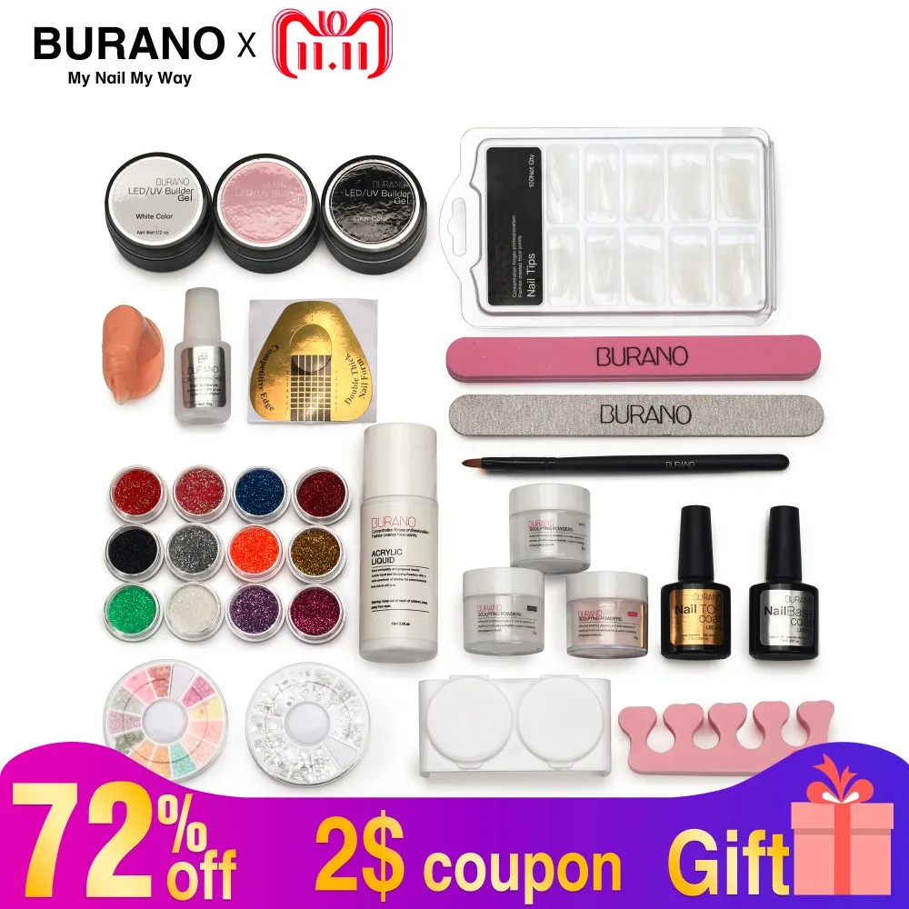 BURANO Acrylic Powder & Glitter Brush Nail Tips Buffer Sticker File UV Gel Kit Nail Tools power 2907
BURANO Acrylic Powder & Glitter Brush Nail Tips Buffer Sticker File UV Gel Kit Nail Tools power 2907