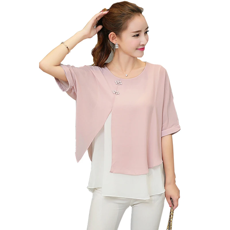 New Fashion 2019 Summer Loose Casual Women Chiffon Blouses Shirt Batwing Sleeve Two Layer Ladies Tops Buttons Blusas Clothing
New Fashion 2019 Summer Loose Casual Women Chiffon Blouses Shirt Batwing Sleeve Two Layer Ladies Tops Buttons Blusas Clothing