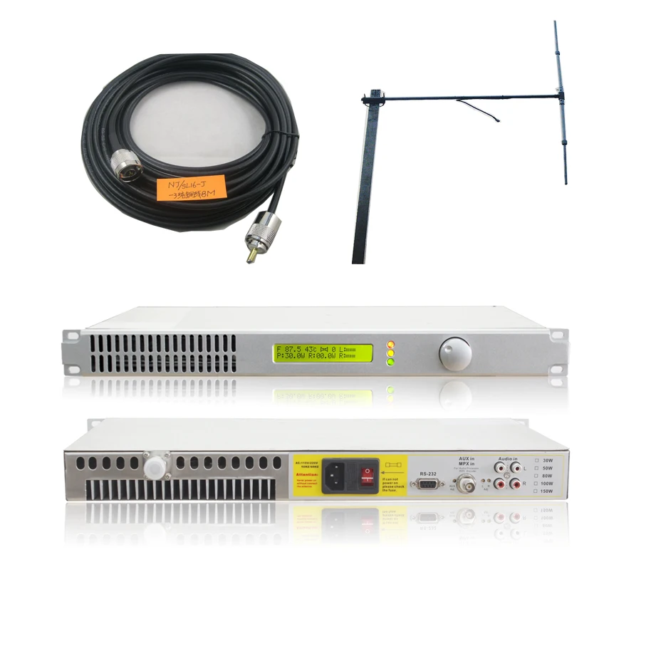 FMT-50L 0-50W FM Radio Broadcast Station FM Transmitter Pre-emphasis 50us/75us adjustable+DP100 antenna With 8M RF Cable
FMT-50L 0-50W FM Radio Broadcast Station FM Transmitter Pre-emphasis 50us/75us adjustable+DP100 antenna With 8M RF Cable