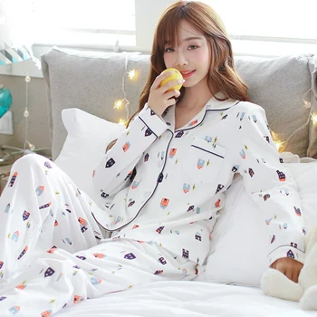 White Pajama Sets For Women Cotton Cute Print Pyjamas Pijama Girls Long Sleeve Tops + pants 2pc Sleepwear Pyjama Autumn
White Pajama Sets For Women Cotton Cute Print Pyjamas Pijama Girls Long Sleeve Tops + pants 2pc Sleepwear Pyjama Autumn
