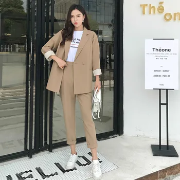 Women Suits 2019 Vintage Double Breasted Office Suit Set women Blazer Jacket + High Waist Pant Work Pant Suits For Women Set
Women Suits 2019 Vintage Double Breasted Office Suit Set women Blazer Jacket + High Waist Pant Work Pant Suits For Women Set