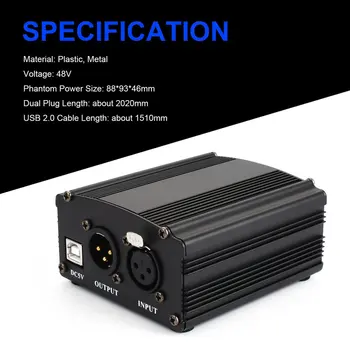 48V USB Phantom Power Supply USB2.0 Cable Dual Plug Microphone Cable For Micro Microphone Condenser Recording Equipment
48V USB Phantom Power Supply USB2.0 Cable Dual Plug Microphone Cable For Micro Microphone Condenser Recording Equipment