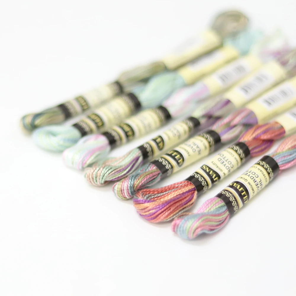 Spring Variegated 7 Colors per Set Size 5 Pearl Cotton Embroidery thread 15 yards skein 100% Egyptian Mercerized Cotton Set C
Spring Variegated 7 Colors per Set Size 5 Pearl Cotton Embroidery thread 15 yards skein 100% Egyptian Mercerized Cotton Set C