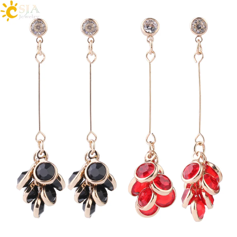 CSJA Fashion Gold Color Stud Earrings Red Black Glass Beads Grape Bunch Shape Zircon Pendant Charms Earring for Women Girls F673
CSJA Fashion Gold Color Stud Earrings Red Black Glass Beads Grape Bunch Shape Zircon Pendant Charms Earring for Women Girls F673