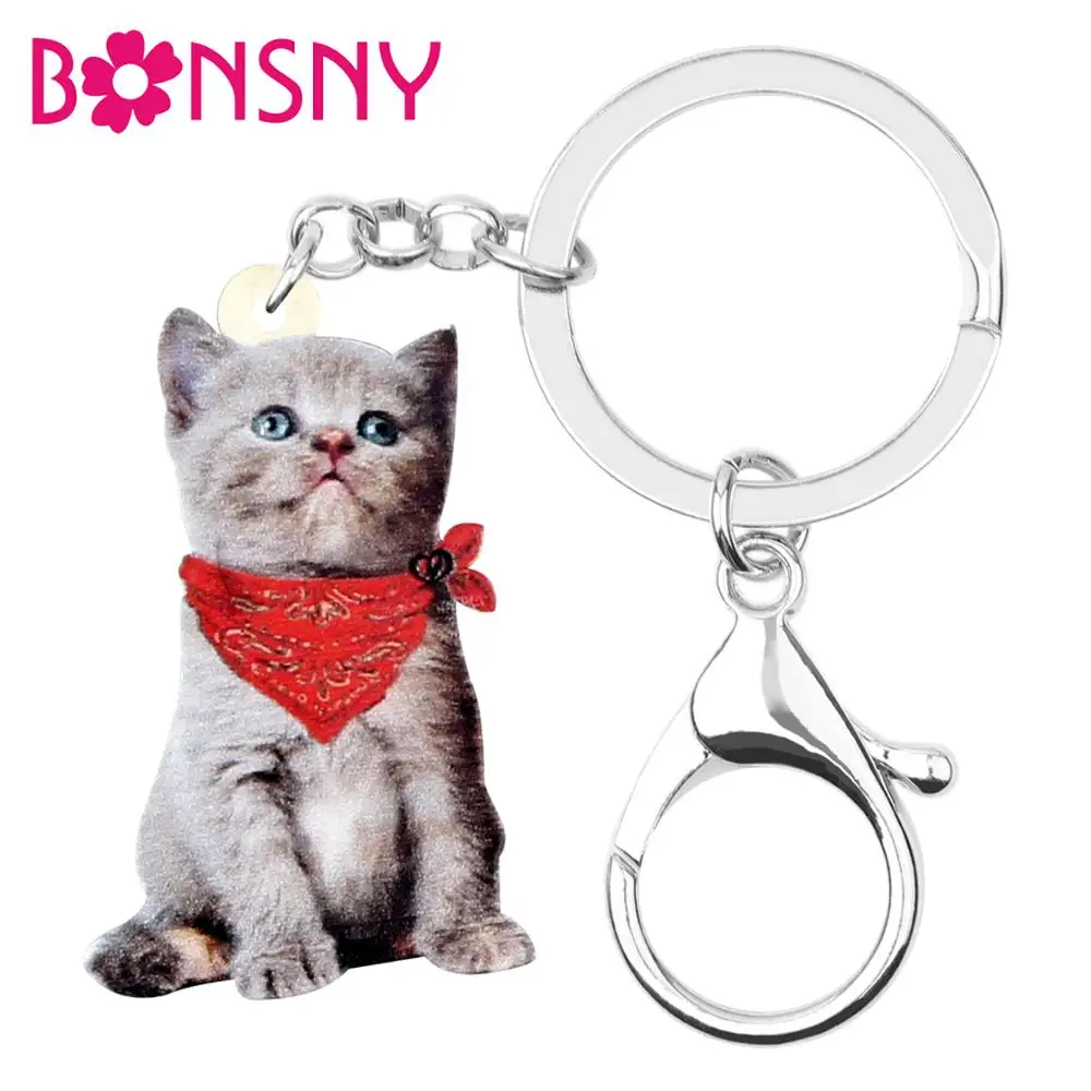 Bonsny Acrylic Red Scarf Kitten Cat Keychain Keyrings Fashion Design Animal Pet Jewelry For Women Girls Charms Lots Decoration
Bonsny Acrylic Red Scarf Kitten Cat Keychain Keyrings Fashion Design Animal Pet Jewelry For Women Girls Charms Lots Decoration