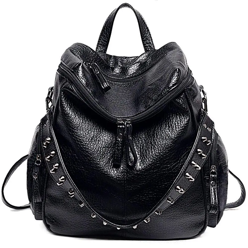 Women Backpack Purse 3 ways PU Washed Leather Rivet Studded Ladies Rucksack Shoulder Bag
Women Backpack Purse 3 ways PU Washed Leather Rivet Studded Ladies Rucksack Shoulder Bag