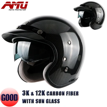 AMU Black Carbon Fiber Open face 3/4 Motorcycle motorcross helmet Casco,Jet Vintage Retro helmet,inner visor, A6
AMU Black Carbon Fiber Open face 3/4 Motorcycle motorcross helmet Casco,Jet Vintage Retro helmet,inner visor, A6
