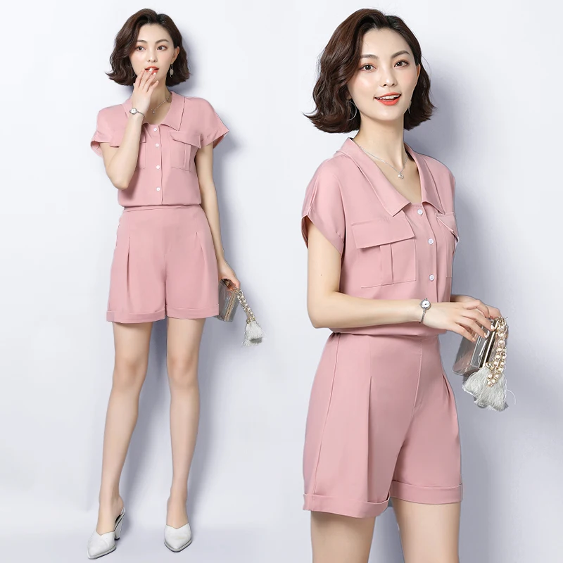 EAD Casual Solid Cotton Two Piece Set Women Turn Down Collar Shirt and Elastic Waist Shorts Large Size Office Lady Work Suit
EAD Casual Solid Cotton Two Piece Set Women Turn Down Collar Shirt and Elastic Waist Shorts Large Size Office Lady Work Suit