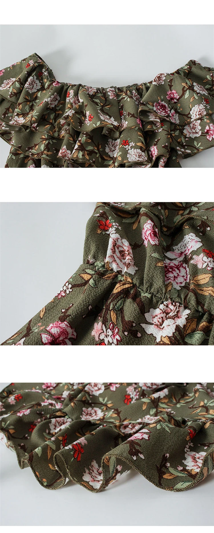 2019 Vintage Floral Print Boho Jumpsuit Romper Slash Neck Short Sleeve Casual Jumpsuit Long Sash Summer Jumpsuit Women Overalls (6)