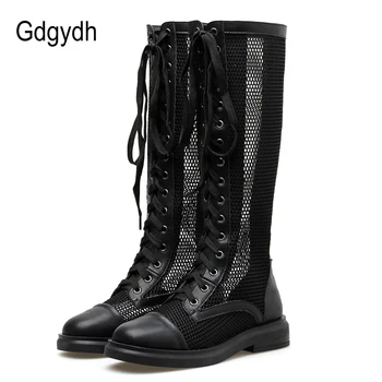 Gdgydh Ladies Summer Boots Hollow Out Womens Round Toe Transparent Mesh Nightclub Knee High Boots Summer Shoes Lace Up Black
Gdgydh Ladies Summer Boots Hollow Out Womens Round Toe Transparent Mesh Nightclub Knee High Boots Summer Shoes Lace Up Black