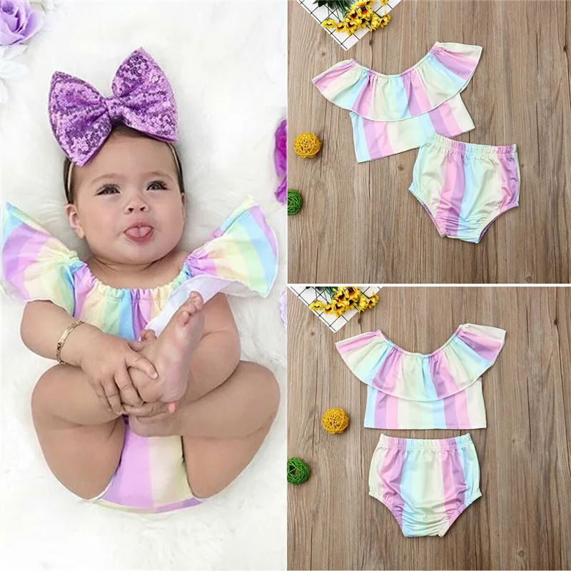 Toddler Newborn Infant Baby Girls Summer Cotton Sleeveless Rainbow Ruffle Top Shorts Set 2Pcs Sunsuit Clothes Costume Clothing
Toddler Newborn Infant Baby Girls Summer Cotton Sleeveless Rainbow Ruffle Top Shorts Set 2Pcs Sunsuit Clothes Costume Clothing