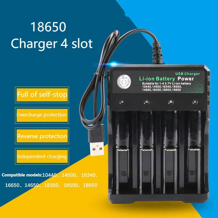 3.7V 18650 Charger Li-ion battery USB independent charging portable electronic cigarette 18350 16340 14500 battery charger
3.7V 18650 Charger Li-ion battery USB independent charging portable electronic cigarette 18350 16340 14500 battery charger