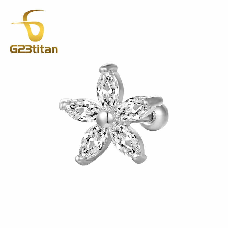 G23titan HOT Ear Piercing 16G Titanium Crystal Flower Labret Studs for Ear Tragus Helix Plugs and Tunnels Pircing
G23titan HOT Ear Piercing 16G Titanium Crystal Flower Labret Studs for Ear Tragus Helix Plugs and Tunnels Pircing