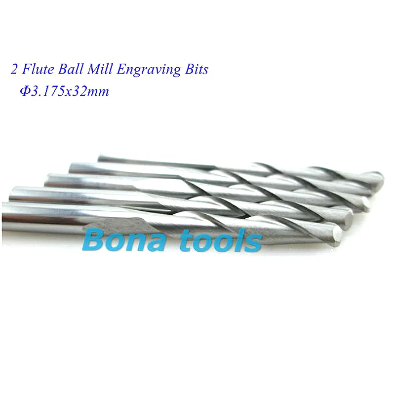 10 pcs 3.175*32mm 2 Flutes Ball Nose Milling Cutters, Carving Router Bits, Machine Engraving Tools, End Mills, 3D Relief on Wood
10 pcs 3.175*32mm 2 Flutes Ball Nose Milling Cutters, Carving Router Bits, Machine Engraving Tools, End Mills, 3D Relief on Wood