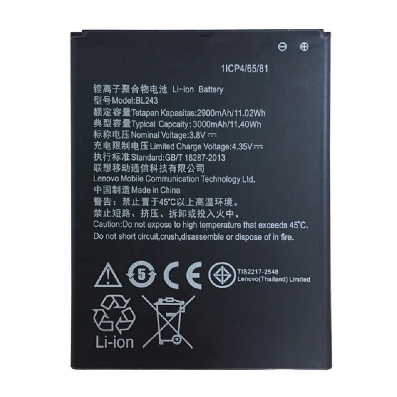 New arrived 2900mAh BL243 Mobile Phone Battery Use for lenovo K3 Note K50-T5 A7000 A5500 A5600 A7600 | Мобильные телефоны и