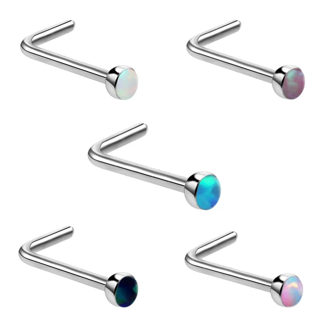 5 Pieces Hypoallergenic Titanium Steel L Shaped Nose Stud Rings Bar Body Piercing Colored Opal Ball 20 Gauge Jewelry
5 Pieces Hypoallergenic Titanium Steel L Shaped Nose Stud Rings Bar Body Piercing Colored Opal Ball 20 Gauge Jewelry