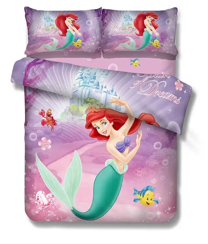 Ariel Mermaid Princess Comforter Bedding Set Single Twin Size Bed