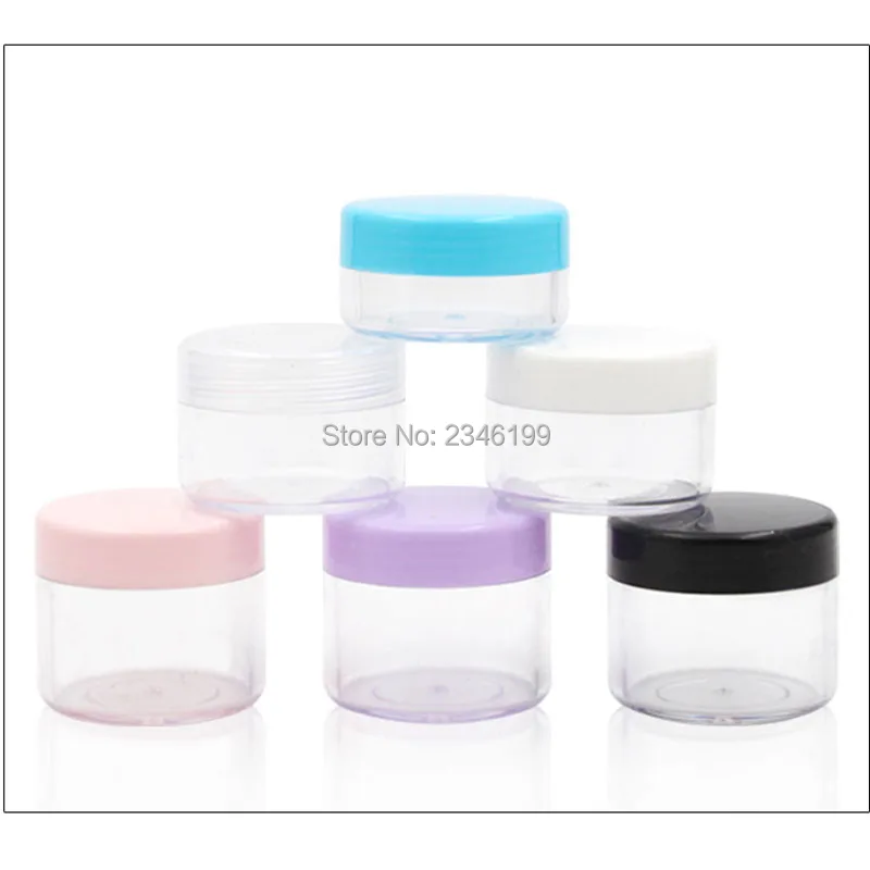Plastic Cream Jar 10g Empty Transparent Cream Jar 15g Blue Pink Black Cover Cream Packaging 20g Plastic Cosmetic Container (2)