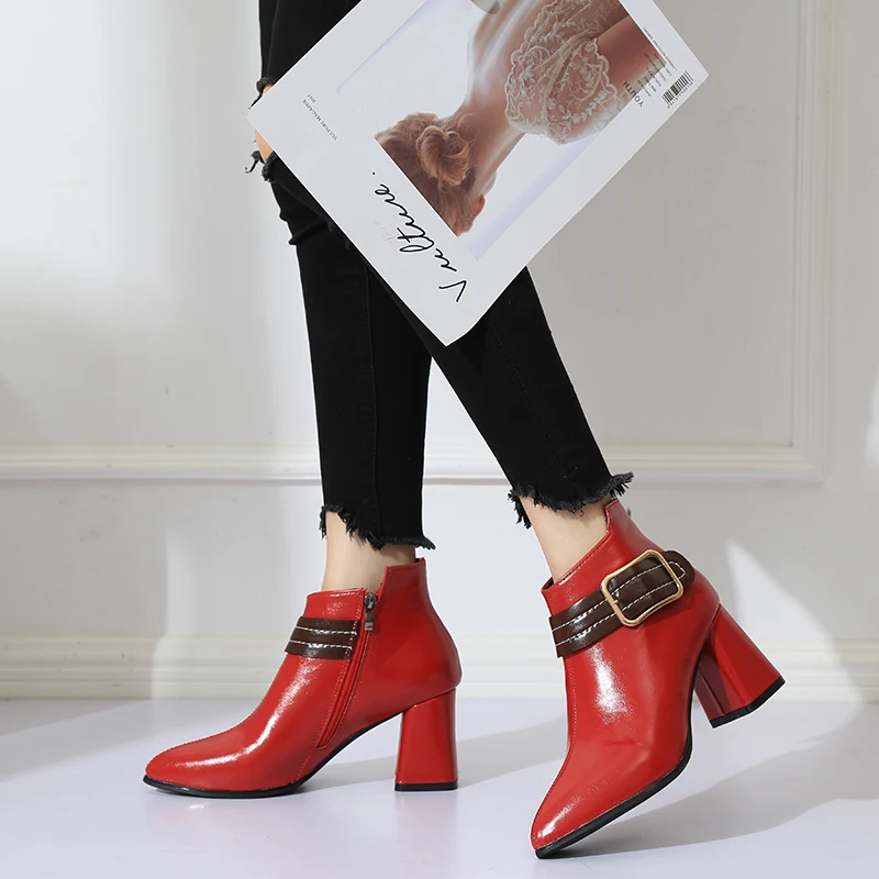 New Woman Pointed Toe Shoes Soft Leather Ankle Boots Shoes Woman Black Red High Heels Buckle 2019 Spring Autumn Boots YH-87
New Woman Pointed Toe Shoes Soft Leather Ankle Boots Shoes Woman Black Red High Heels Buckle 2019 Spring Autumn Boots YH-87