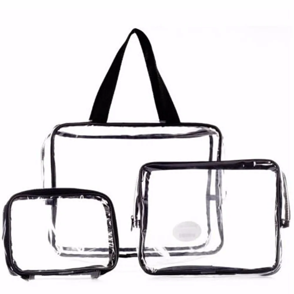 3PCS/set Transparent Cosmetic Bag PVC Travel Toiletry Bags Makeup Bags Cosmetic Organizer Beautician Bag 3 Size makeup bag