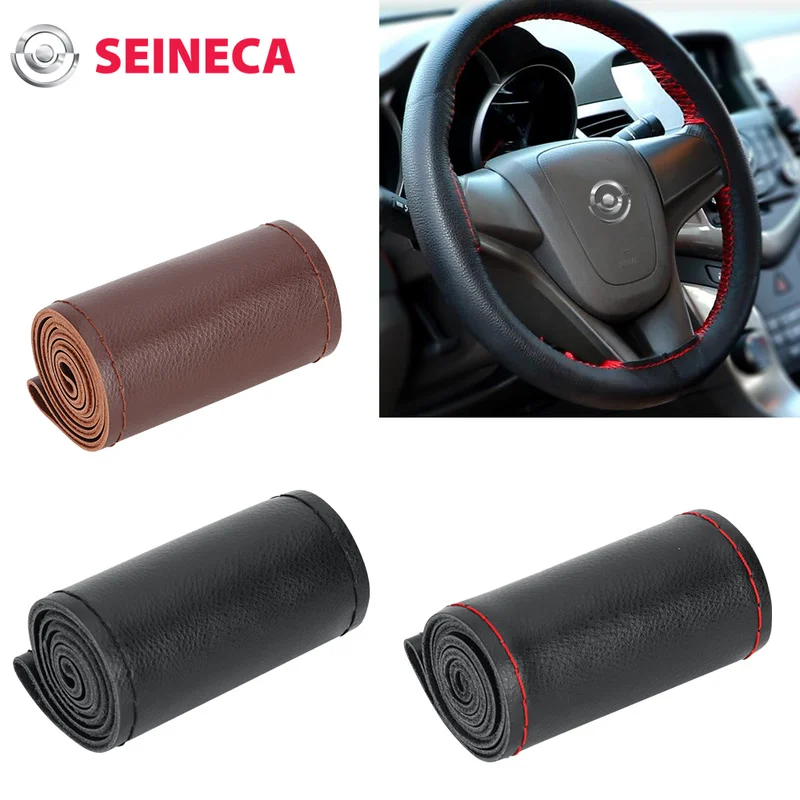 SEINECA 38 см DIY чехлы на руль мягкая кожаная оплетка автомобиля с иглой и резьбой