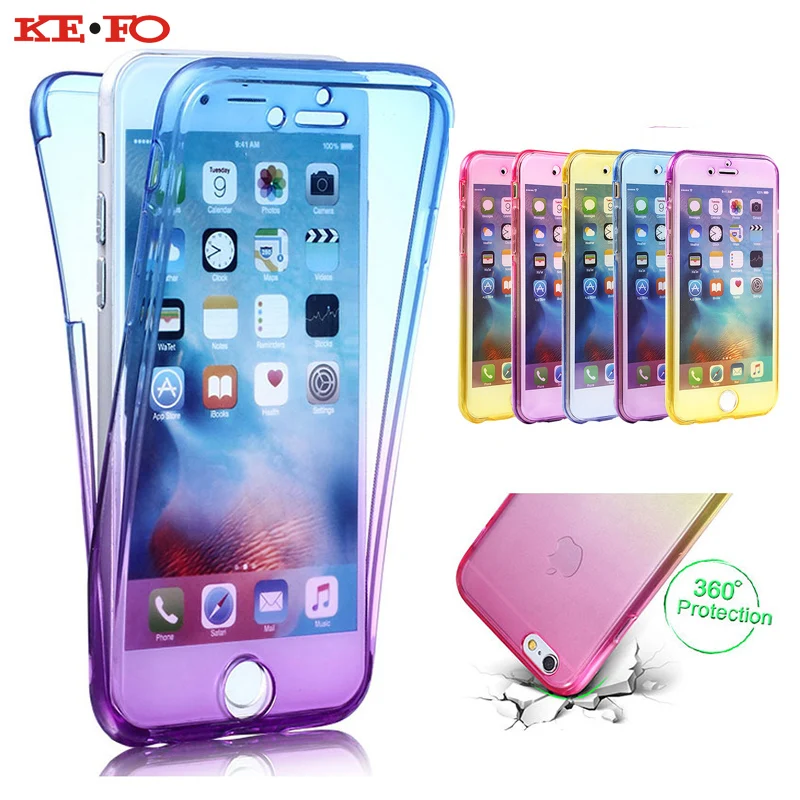 KEFO 360 Full Protective Case For Iphone X 10 8 Plus Gradient Color Silicone Cover For Iphone 5S SE 6 6S 7 8 Plus X 10 Coque
KEFO 360 Full Protective Case For Iphone X 10 8 Plus Gradient Color Silicone Cover For Iphone 5S SE 6 6S 7 8 Plus X 10 Coque