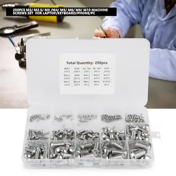 250Pcs/Set M2-M10 Machine Screws Set Stainless Steel Screws for Laptop/Keyboard/Phone/PC Fastener tornillos parafuso
250Pcs/Set M2-M10 Machine Screws Set Stainless Steel Screws for Laptop/Keyboard/Phone/PC Fastener tornillos parafuso