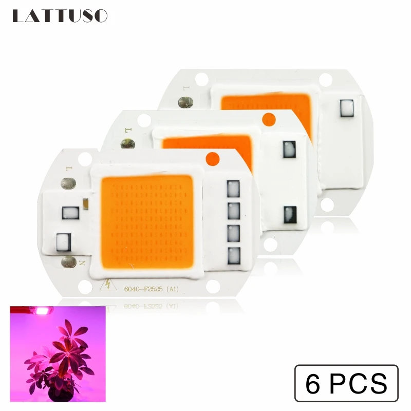 LATTUSO 6pcs LED Grow Light Lamp Full Spectrum Input AC 110V 220V 20W 30W 50W For Indoor Plant Seedling Grow and Flower COB Chip 
LATTUSO 6pcs LED Grow Light Lamp Full Spectrum Input AC 110V 220V 20W 30W 50W For Indoor Plant Seedling Grow and Flower COB Chip