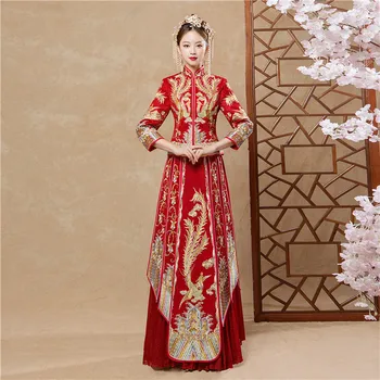 Vintage Bride Pleated Dress High Quality Suzhou Embroidery Female Qipao Royal Phoenix Chinese Wedding Cheongsam Suit S-XXL
Vintage Bride Pleated Dress High Quality Suzhou Embroidery Female Qipao Royal Phoenix Chinese Wedding Cheongsam Suit S-XXL