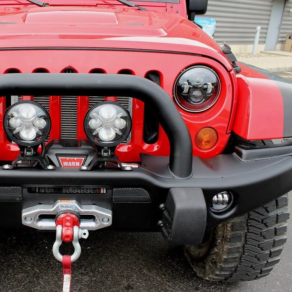 Generic 2pcs 7'' LED DRL Headlight 4x4 7inch Round Halo Headlights For