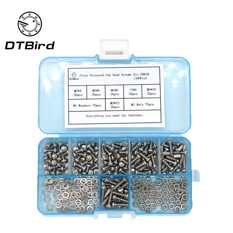 300Pcs/set ISO7045 DIN7985 GB818 M2 M2.5 M3 Nickel Plated Cross Recessed Pan Head Phillips Screws Premium Box Screws
300Pcs/set ISO7045 DIN7985 GB818 M2 M2.5 M3 Nickel Plated Cross Recessed Pan Head Phillips Screws Premium Box Screws