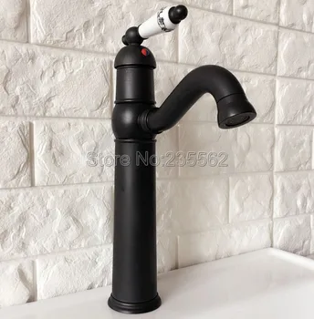 

Black Oil Rubbed Kitchen Sink Faucet Brass Finish Swivel Spout Washbasin Faucets Cold and Hot Water Mixer Taps Deck Mount lnf366