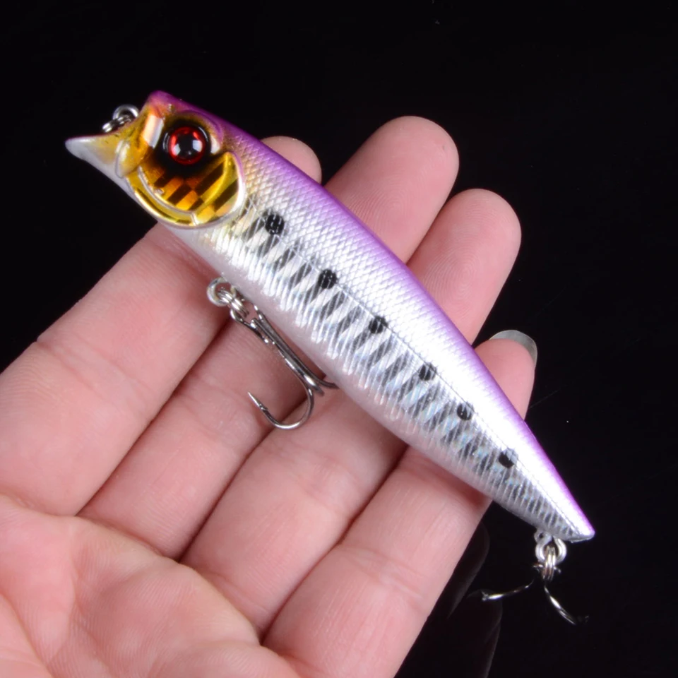 Description Picture 6 of item1pc Popper Lures Wobblers 5 Color 9.2cm Fishing Lures 11.5g Fishing Tackle 6# Black Hook Fishing Bait With 3D Eyes