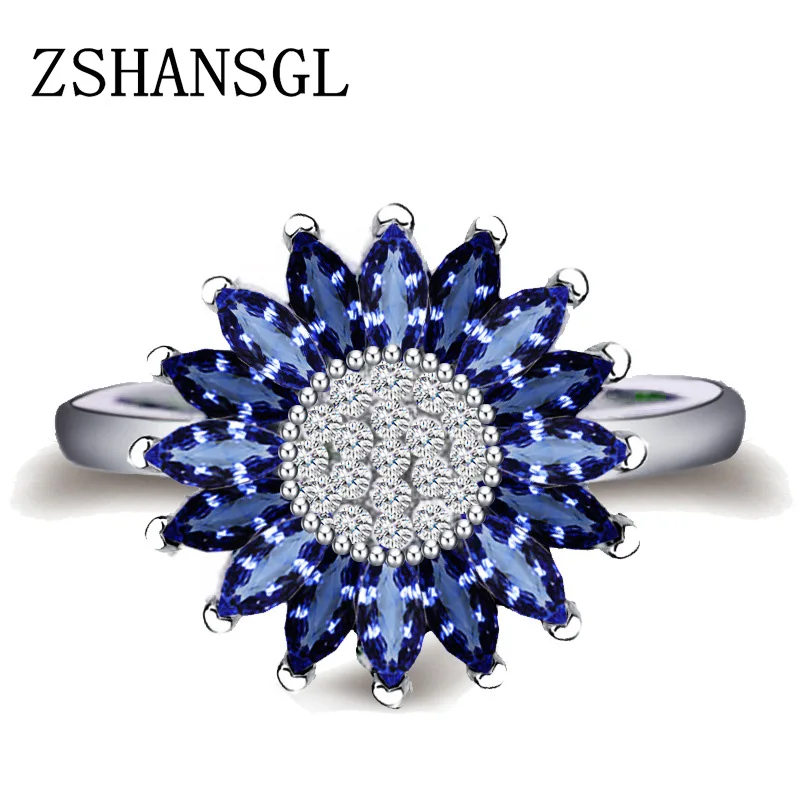 Classic blue Daisy Flower Ring Female Bijoux Wedding Bands Pave CZ Crystal Engagement 925 sterling silver Ring Bague Femme
Classic blue Daisy Flower Ring Female Bijoux Wedding Bands Pave CZ Crystal Engagement 925 sterling silver Ring Bague Femme