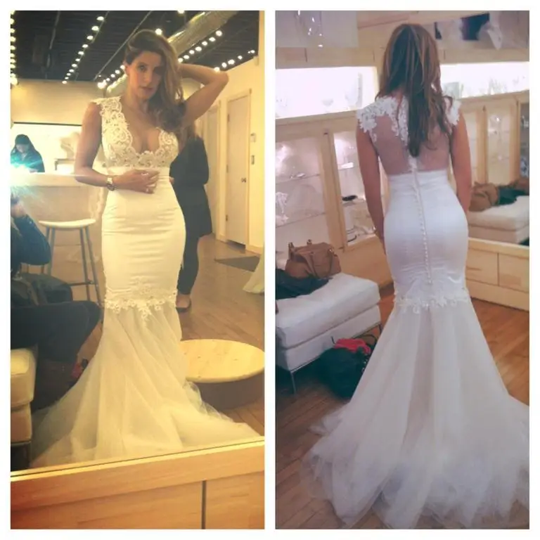 Sexy Dot Tulle V Neck Lace Appliqued Transparent Bridal Wedding Dresses Mermaid
Sexy Dot Tulle V Neck Lace Appliqued Transparent Bridal Wedding Dresses Mermaid
