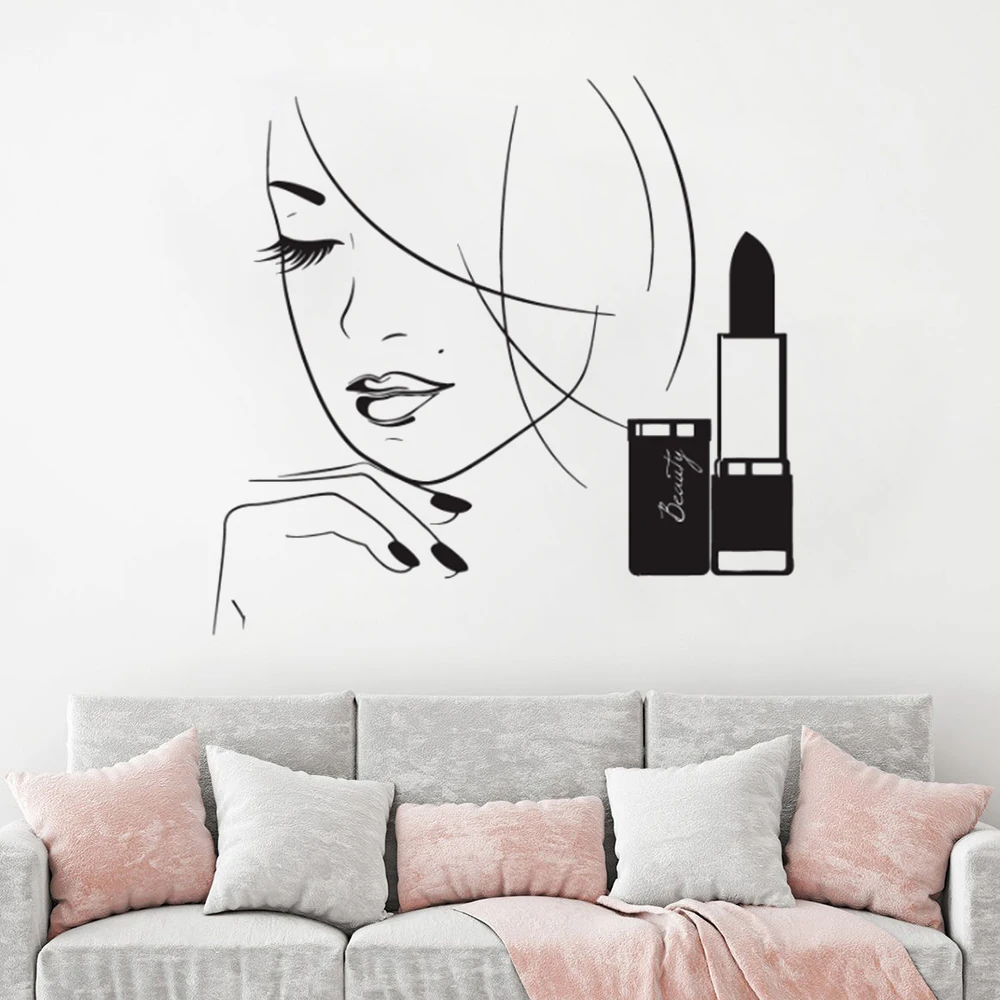 Beauty Salon Decor Beautiful Woman Makeup Vinyl Wall Sticker Cosmetics Lipstick Wall Decal Beauty Shop Vinyl Wall Mural AY1263
Beauty Salon Decor Beautiful Woman Makeup Vinyl Wall Sticker Cosmetics Lipstick Wall Decal Beauty Shop Vinyl Wall Mural AY1263