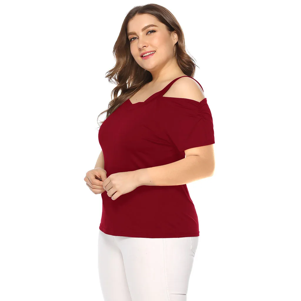 T-shirt women summer Short sleeve t shirt women Plus Size LooseV-neckline Cold Shoulder Fold Short T Shirt Y516
T-shirt women summer Short sleeve t shirt women Plus Size LooseV-neckline Cold Shoulder Fold Short T Shirt Y516