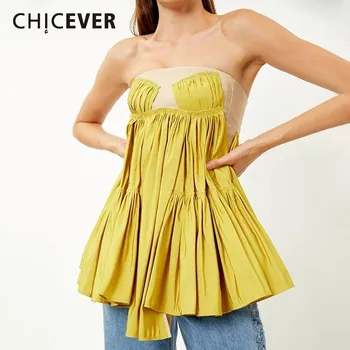 CHICEVER Summer Sexy Off Shoulder Strapless Vests For Women Sleeveless Asymmetrical Draped Female Vest 2020 Summer Fashion New
CHICEVER Summer Sexy Off Shoulder Strapless Vests For Women Sleeveless Asymmetrical Draped Female Vest 2020 Summer Fashion New
