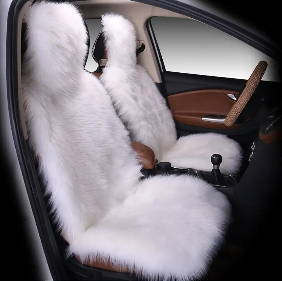 100% натуральная овчина покрытие для автомобильных сидений Супер теплая меховая