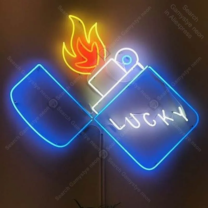 Фото Неоновая вывеска для зажигалки неоновая ручная работа настенные светильники