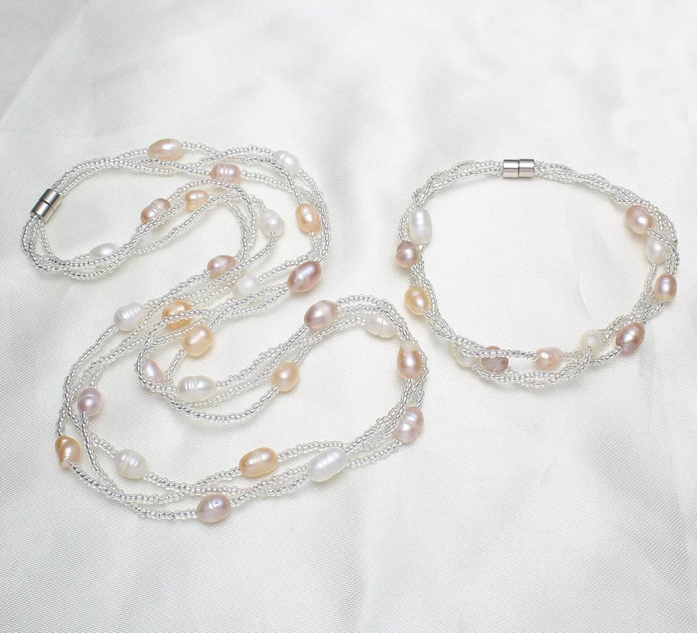 YYW 5-6mm Rice White Pink Purple Natural Cultured Freshwater Pearl Jewelry Sets Multilayer Bracelet Choker Pearl Necklace
YYW 5-6mm Rice White Pink Purple Natural Cultured Freshwater Pearl Jewelry Sets Multilayer Bracelet Choker Pearl Necklace