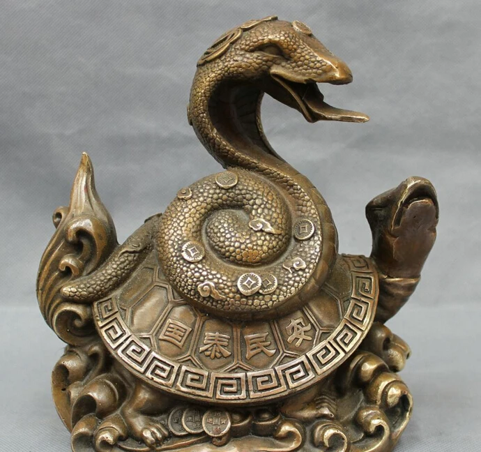 wholesale factory 8" Chinese Bronze Copper FengShui Wealth Coin Snake Ride Dragon Turtle Statue
wholesale factory 8" Chinese Bronze Copper FengShui Wealth Coin Snake Ride Dragon Turtle Statue