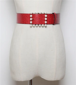 2019 Pearl Square Buckle PU Waist Belts For Women Red Black Alligator Pattern Leather Coat Dress Shirt Belt Strap Accessories
2019 Pearl Square Buckle PU Waist Belts For Women Red Black Alligator Pattern Leather Coat Dress Shirt Belt Strap Accessories