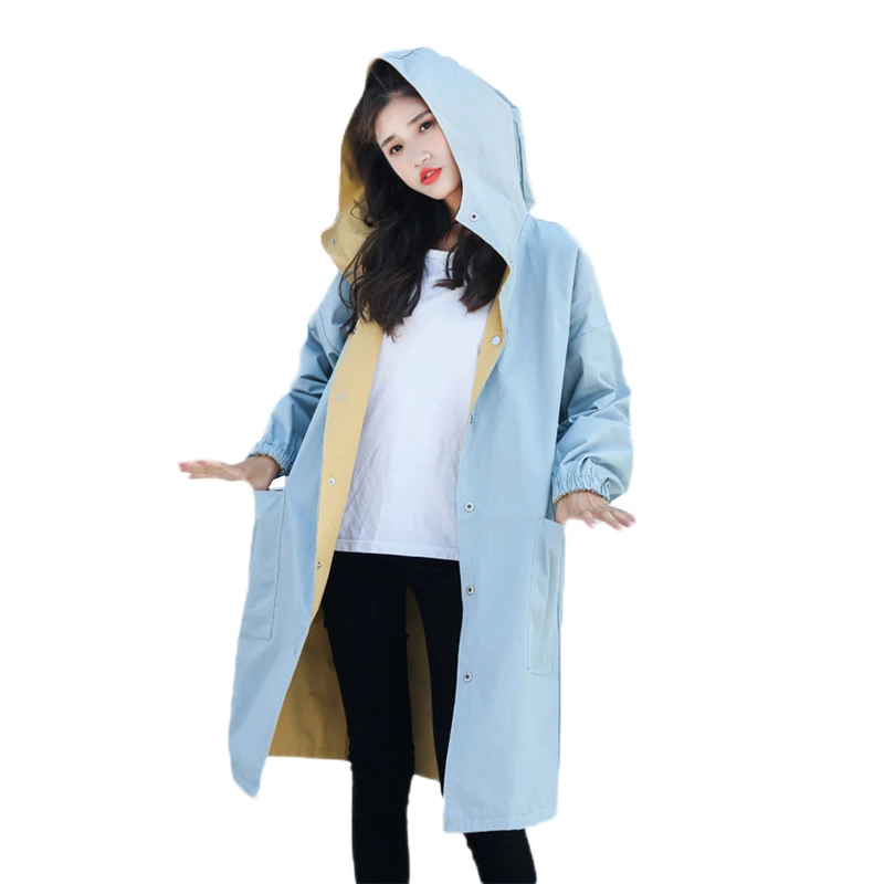 Spring New Women Windbreaker Positive Negative Wearable Mediun long Large size Windbreaker Hooded Slim Female Trench coat DT0033
Spring New Women Windbreaker Positive Negative Wearable Mediun long Large size Windbreaker Hooded Slim Female Trench coat DT0033