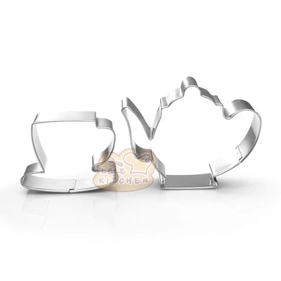 Description Picture 3 of item2pcs/set Teapot Tea Cup Stainless Steel Cookie Cutter Mold DIY Fondant Pastry Biscuit Baking Mold Cake Decorating Tools K020