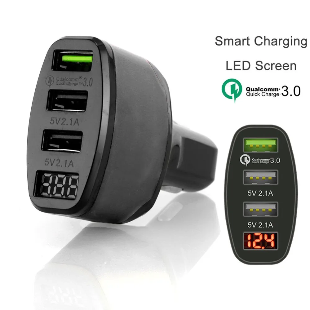 High Quality 4.2A QC 3.0 Quick Charger 3 Ports USB LED Display Car Charging Adapter Black/Orange Multi-function Car Charge
High Quality 4.2A QC 3.0 Quick Charger 3 Ports USB LED Display Car Charging Adapter Black/Orange Multi-function Car Charge
