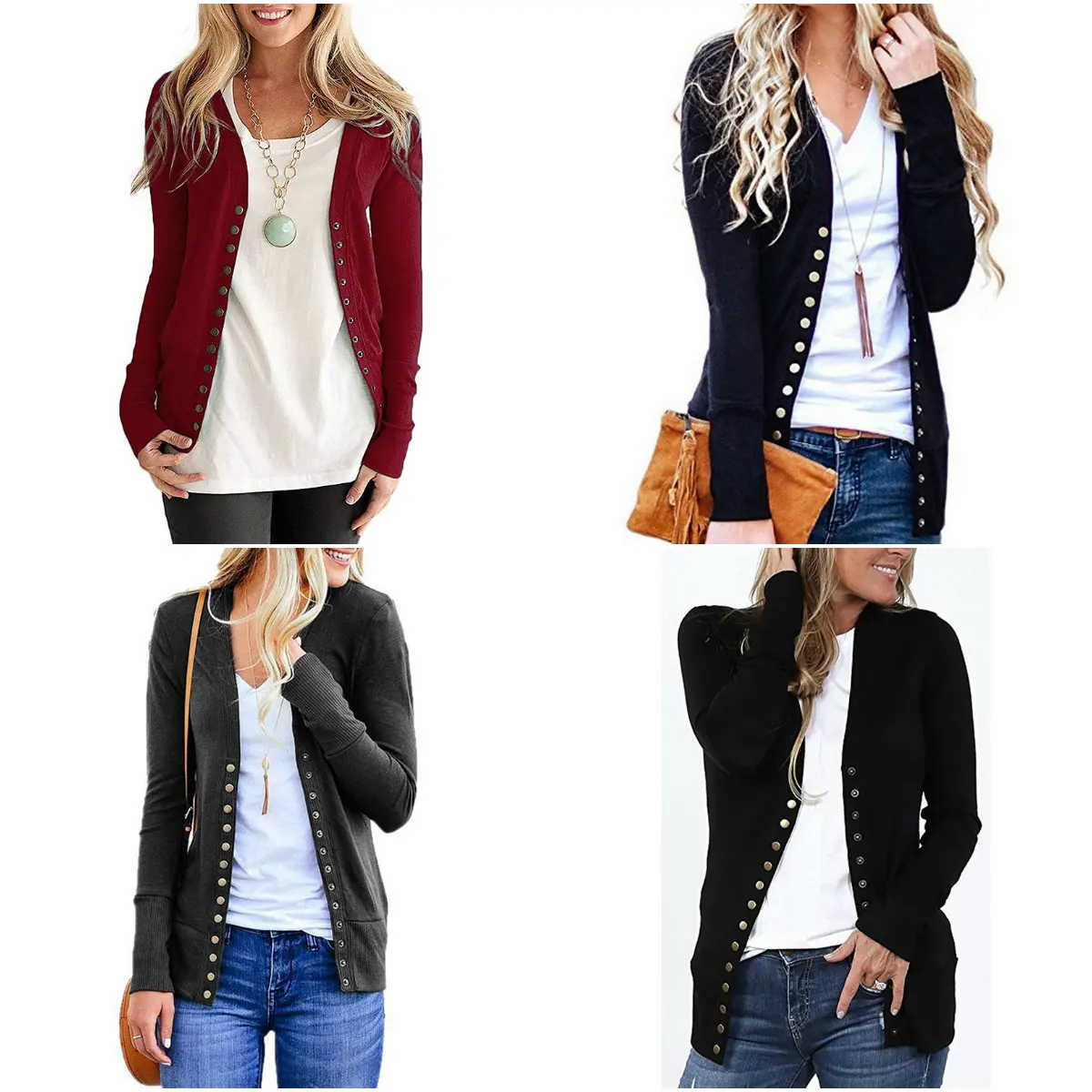 Womens Button Front Casual Cardiagn Sweater Solid Color Long Sleeve Knitwear Cardigan Sweater Open Front Cardigan
Womens Button Front Casual Cardiagn Sweater Solid Color Long Sleeve Knitwear Cardigan Sweater Open Front Cardigan