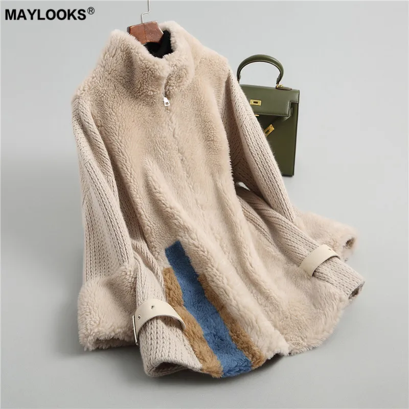 MAYLOOKS new wool fur coat in autumn and winter 2018 ladies knitted fur women's middle-long contrast color 18060
MAYLOOKS new wool fur coat in autumn and winter 2018 ladies knitted fur women's middle-long contrast color 18060