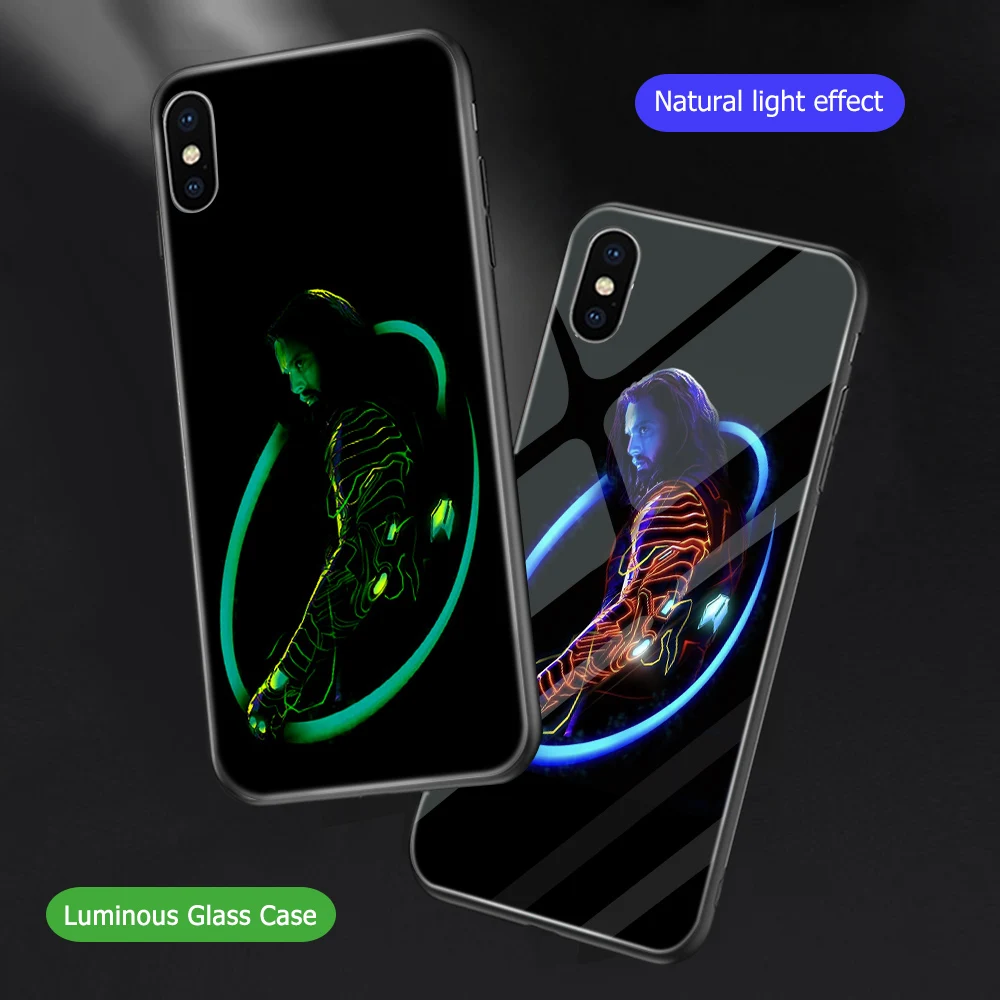 ciciber Fashion Marvel Thanos Iron Man Luminous Glass Phone Case For iPhone 7 6 6S 8 plus Cases Cover for iPhone XR XS Max Coque
ciciber Fashion Marvel Thanos Iron Man Luminous Glass Phone Case For iPhone 7 6 6S 8 plus Cases Cover for iPhone XR XS Max Coque